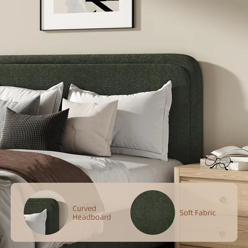 Transform your bedroom with the stylish Bensu Boucle Upholstered Platform Bed! 🛏️✨ #HomeDecor #BedroomGoals
