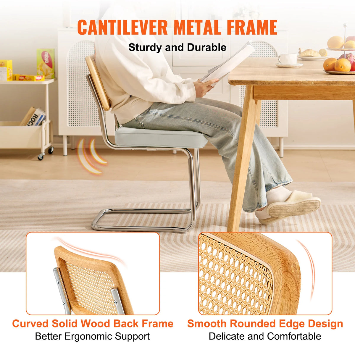Elevate Your Space with Our Set of 4 Mid Century Modern Rattan Dining Chairs! 🌟 Upholstered Velvet & Retro Style Perfect for Any Room! 🪑✨
