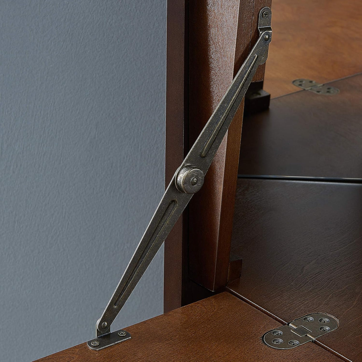 Larson Corner Storage Bar Cabinet, Brown.