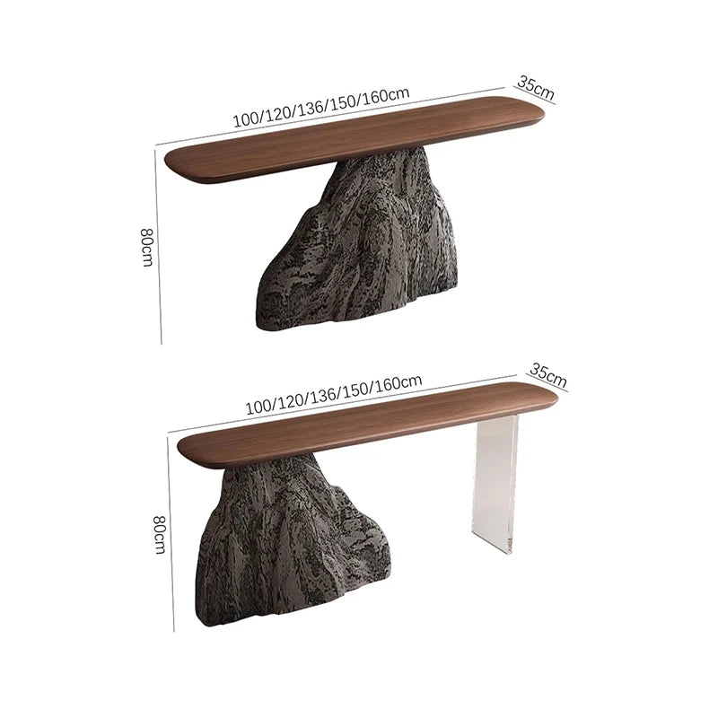 Dresden Collection | Desert-Modern Walnut Console - detail view 12 revealing design nuance in a Mid-Century Modern entryway setting.