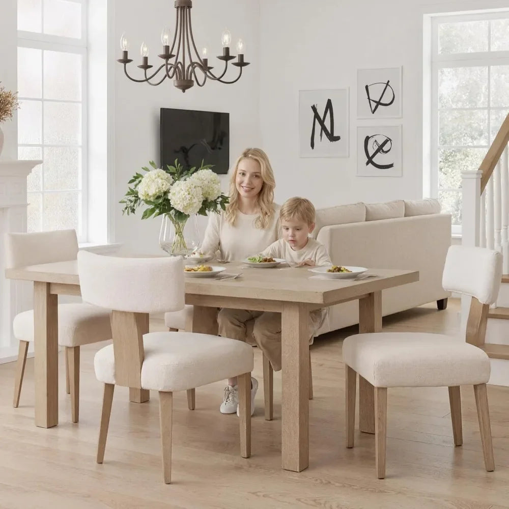 The Belmont Curved Linen Dining Set