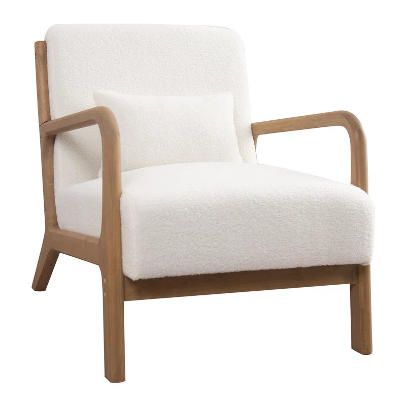 Hertford 26" Wide Mid Century Upholstered Solid Wood Accent Chair with an Extra Pillow