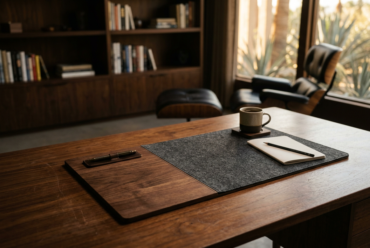 Walnut & Felt Dual Desk Mat | Oakywood Terrain