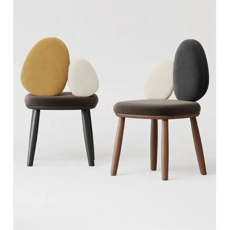 Ellington Collection | Round Atomic-Era Solid Walnut Dining Chairs - highlighting material texture and craftsmanship detail in a Mid-Century Modern dining room setting.