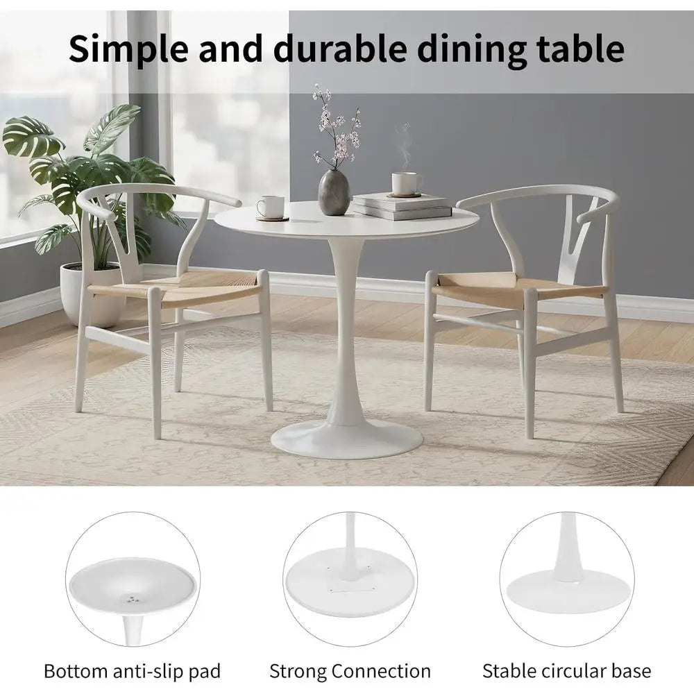 Ellington Collection | Sculptural Glass-Topped Tulip Base Dining Set - presented at scale within a designed interior in a Mid-Century Modern dining room setting.