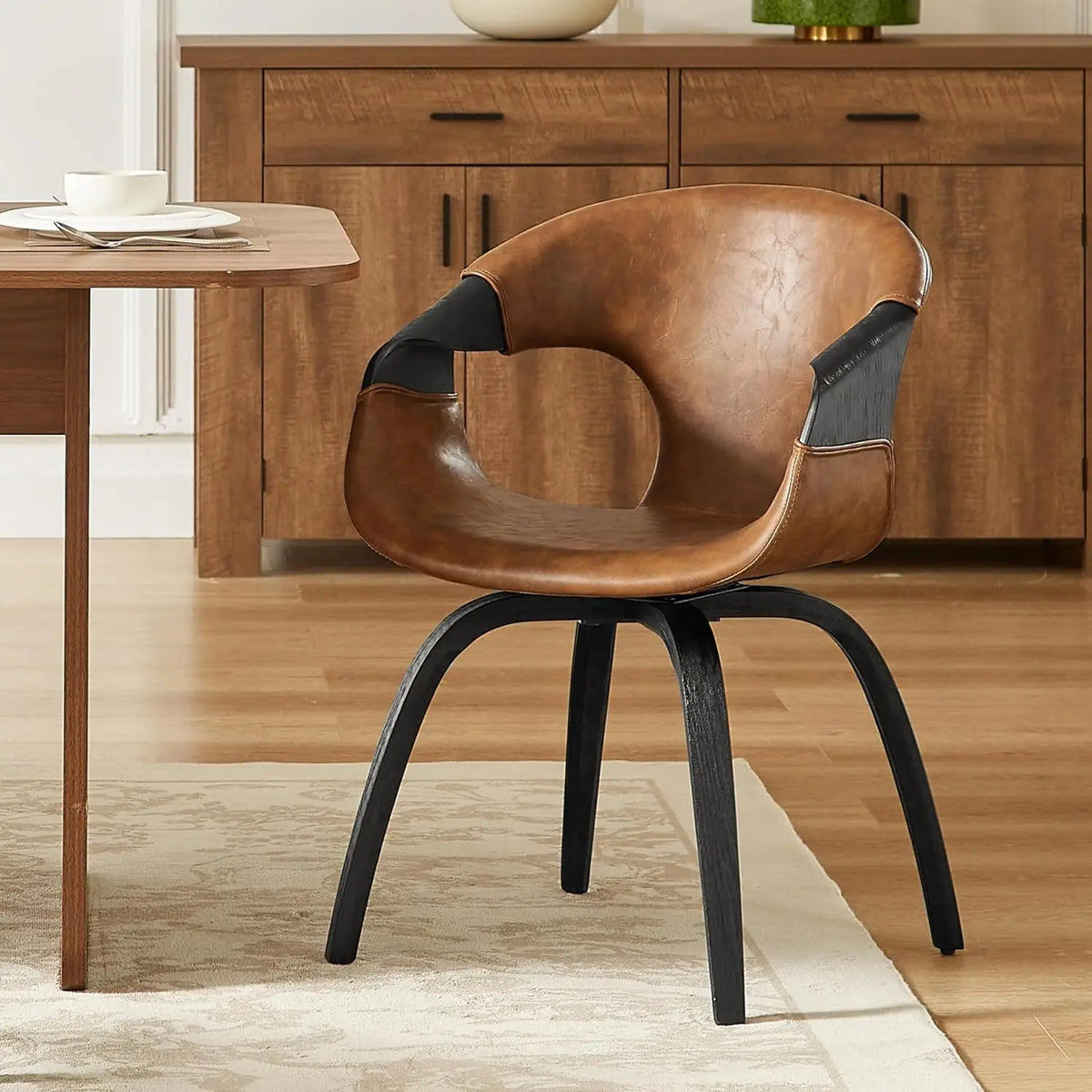 Belmont Collection | Atomic-Era Walnut & Brass - presented at scale within a designed interior in a Mid-Century Modern living room setting.