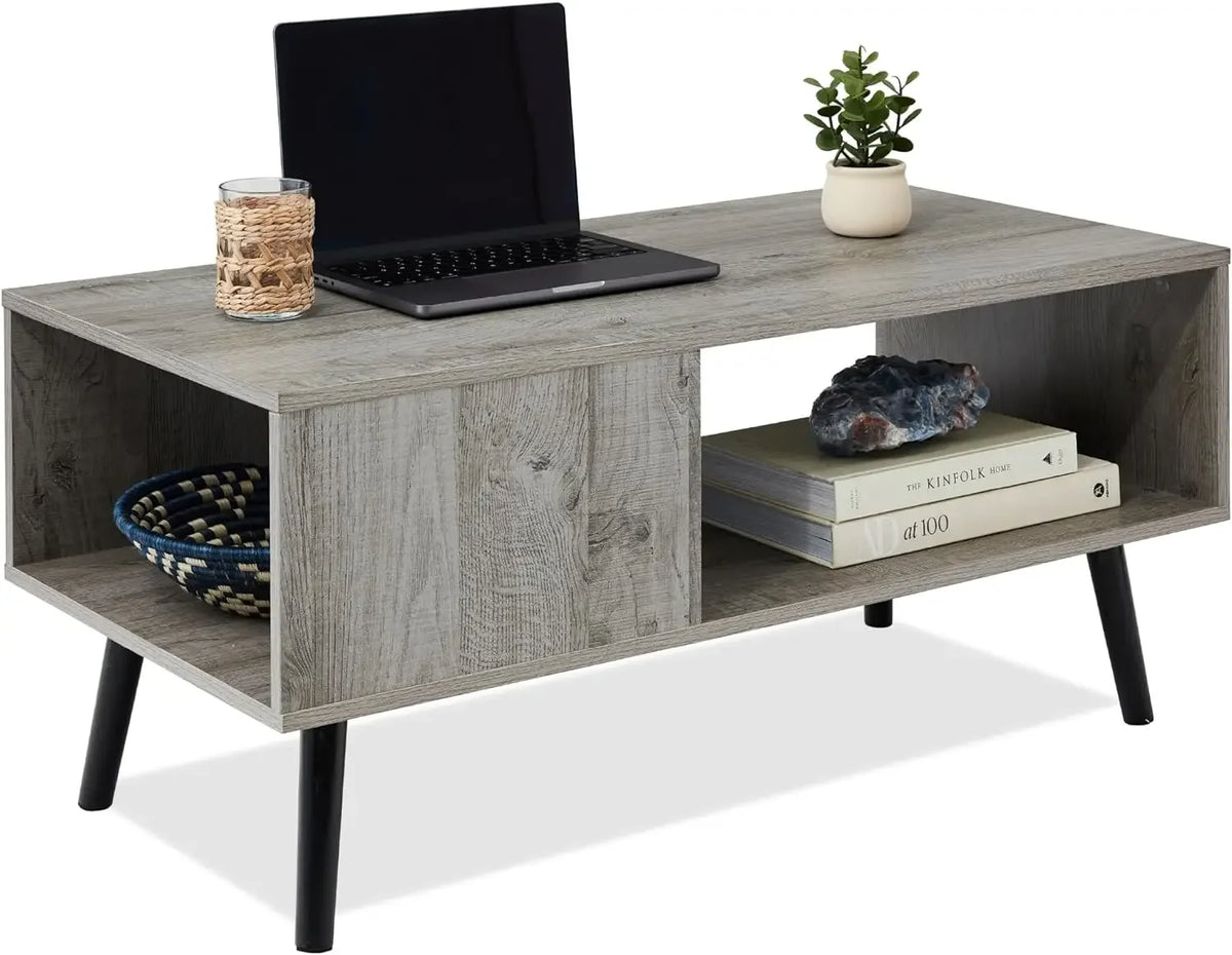 Dresden Collection | Hairpin-Legged Steel-Framed Walnut Coffee Table - detail view 12 revealing design nuance in a Mid-Century Modern living room setting.