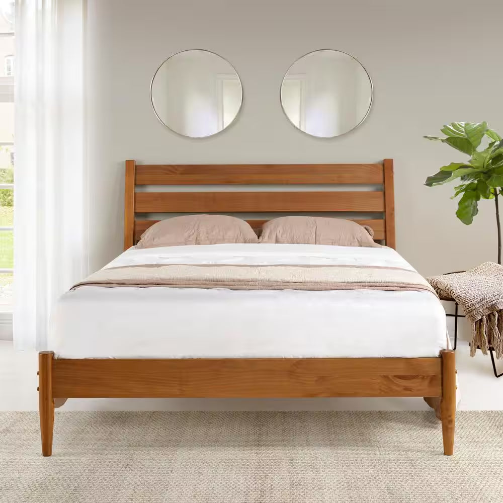 Mid-Century Modern Castanho Queen Size Platform Bed