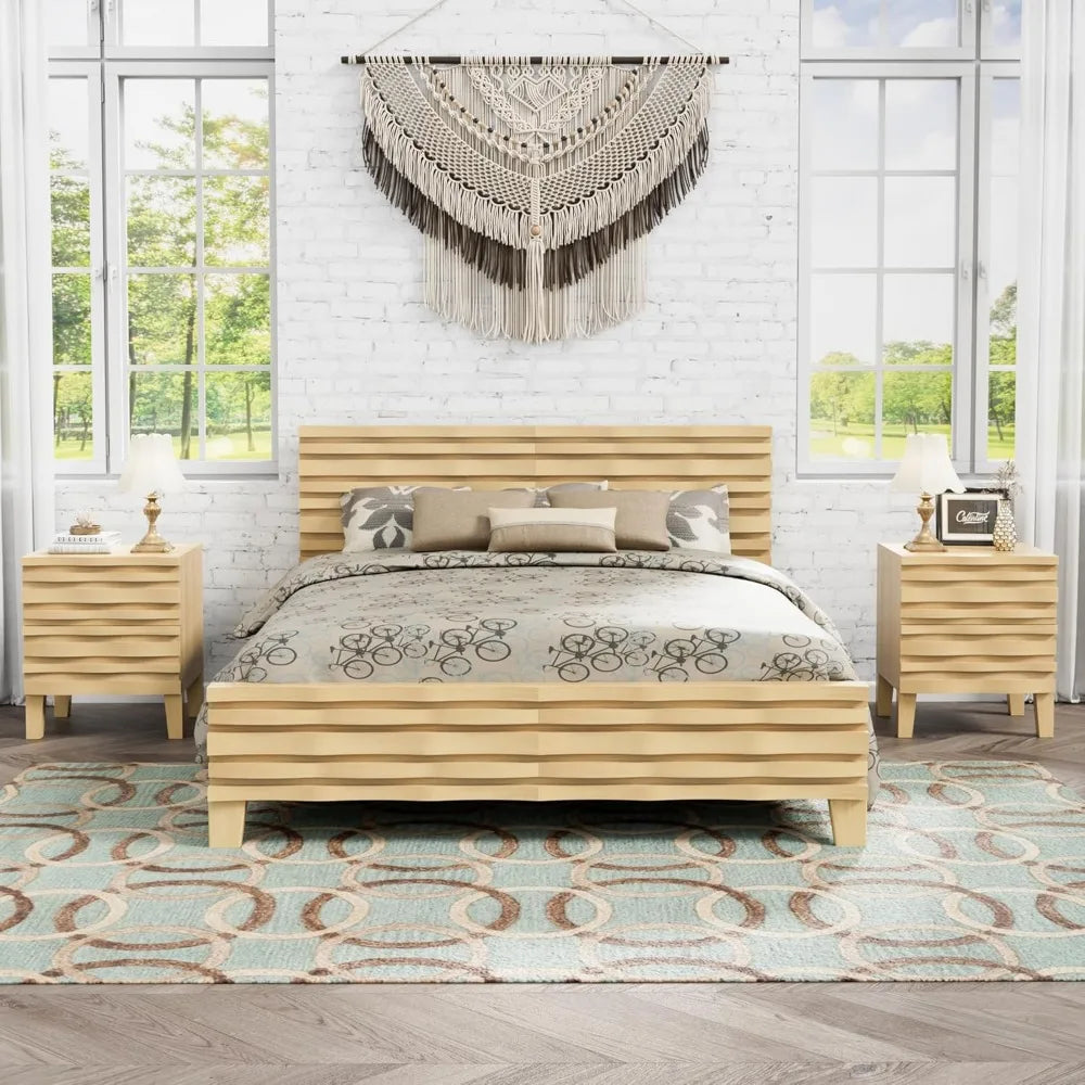 Dresden Collection | Petite Fluted Walnut Nightstand - featuring close-up joinery and artisanal finish quality in a Mid-Century Modern bedroom setting.