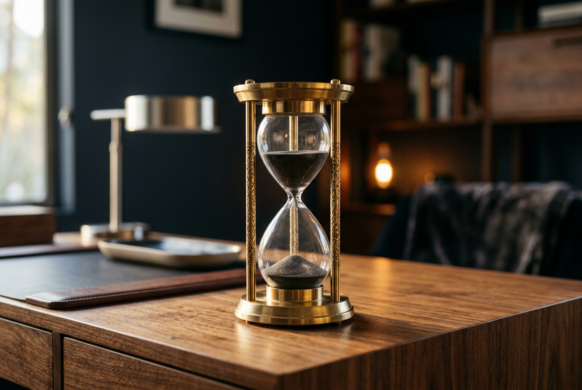 Brass Hourglass Sand Timer | 15-Minute Executive