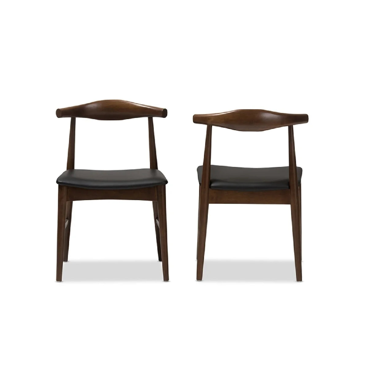 Baxton Studio Winton Mid-Century Modern Walnut Wood Dining Chair (Set of 2)