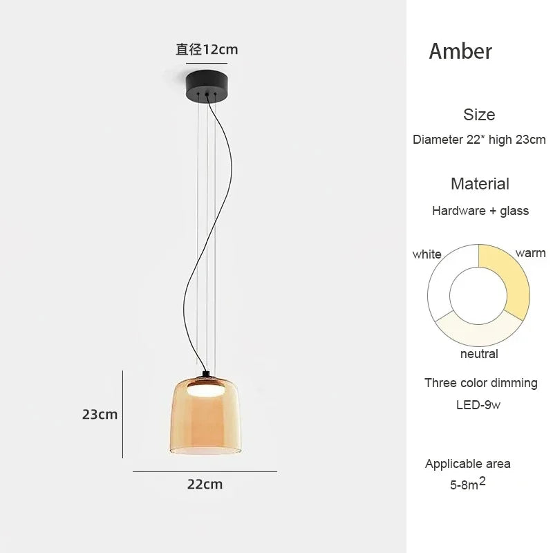 Belmont Collection | Geometric Glass-Topped Blown Glass Pendant - detail view 15 revealing design nuance in a Mid-Century Modern living room setting.