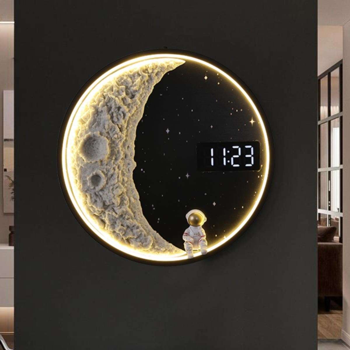 Luna Collection | Sculptural Glass-Topped Brass & Glass Sconce - showcasing full sculptural form and curated finish in a Mid-Century Modern living room setting.