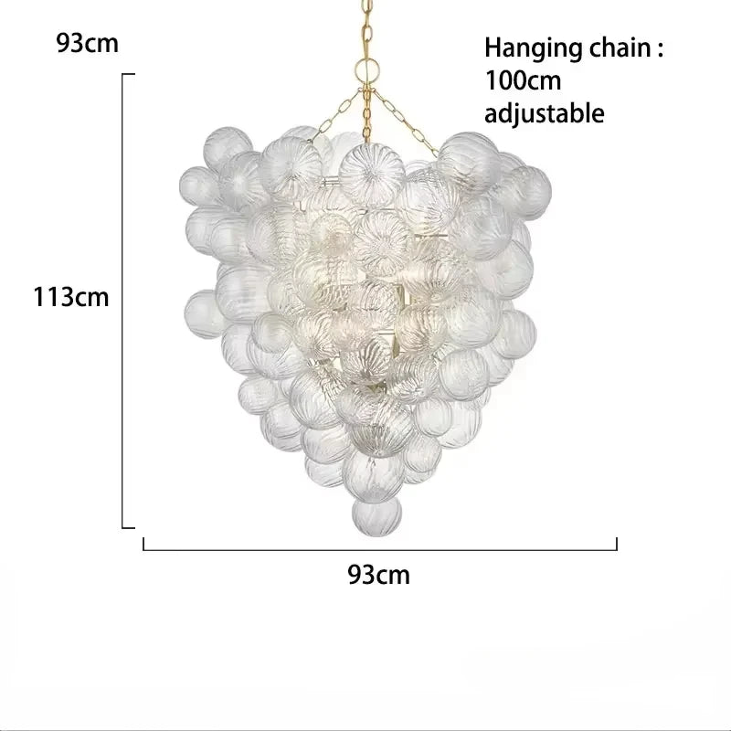 Mid Century Ribbed Glass Pendant Light - Clear Bubble Ball Elegance