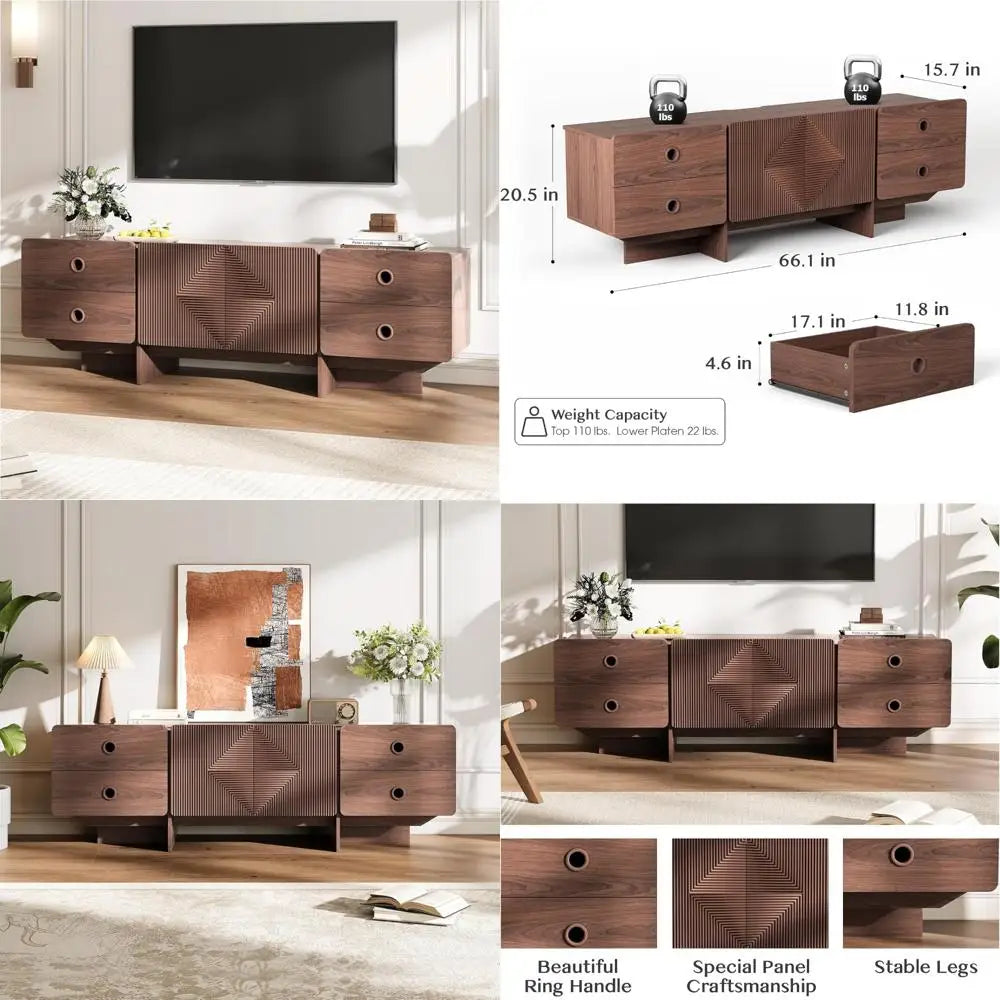 Dresden Collection | Grand Display Walnut Console - presented at scale within a designed interior in a Mid-Century Modern entryway setting.