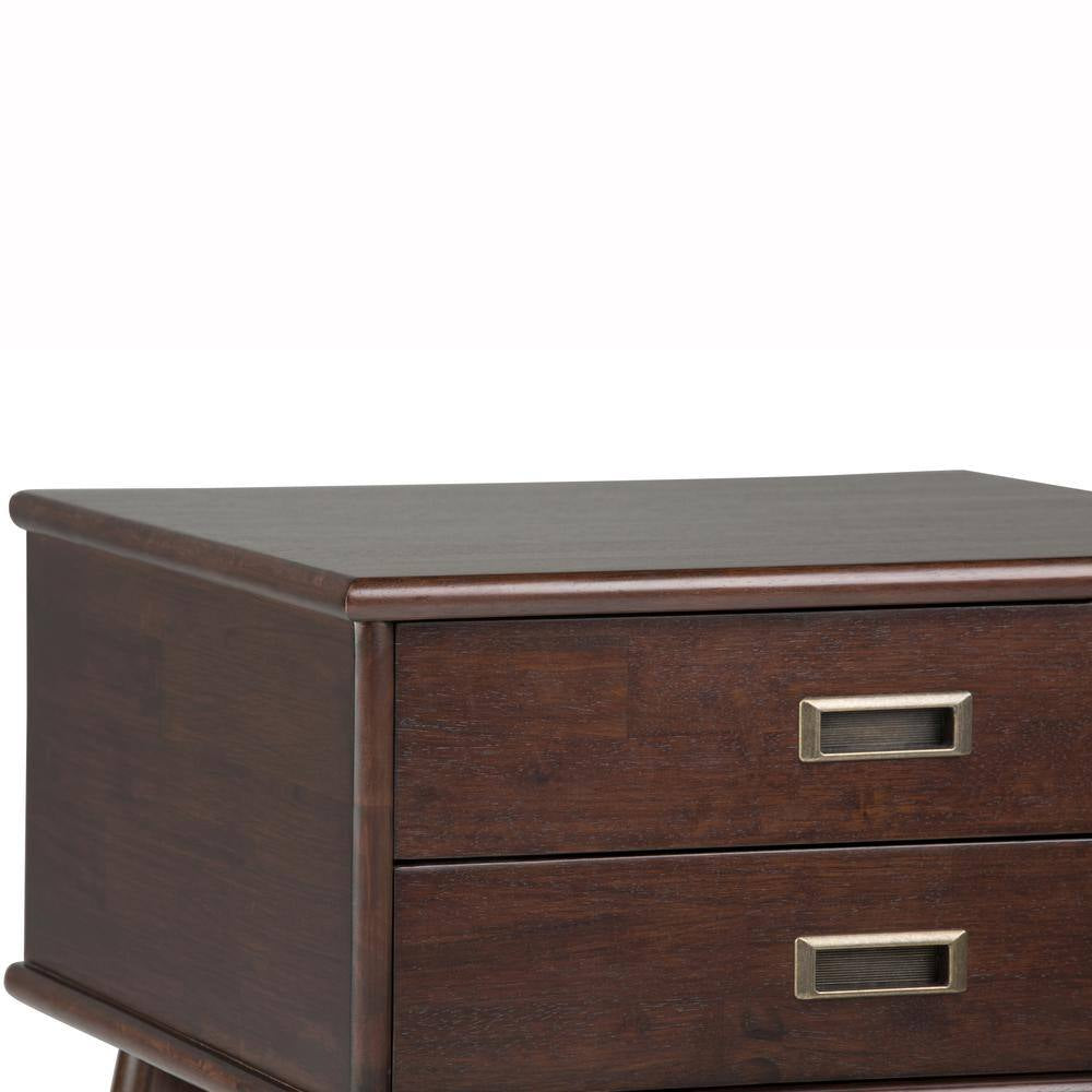 Draper Solid Hardwood 22 In. Wide Rectangle Mid-Century Modern End Side Table in Medium Auburn Brown