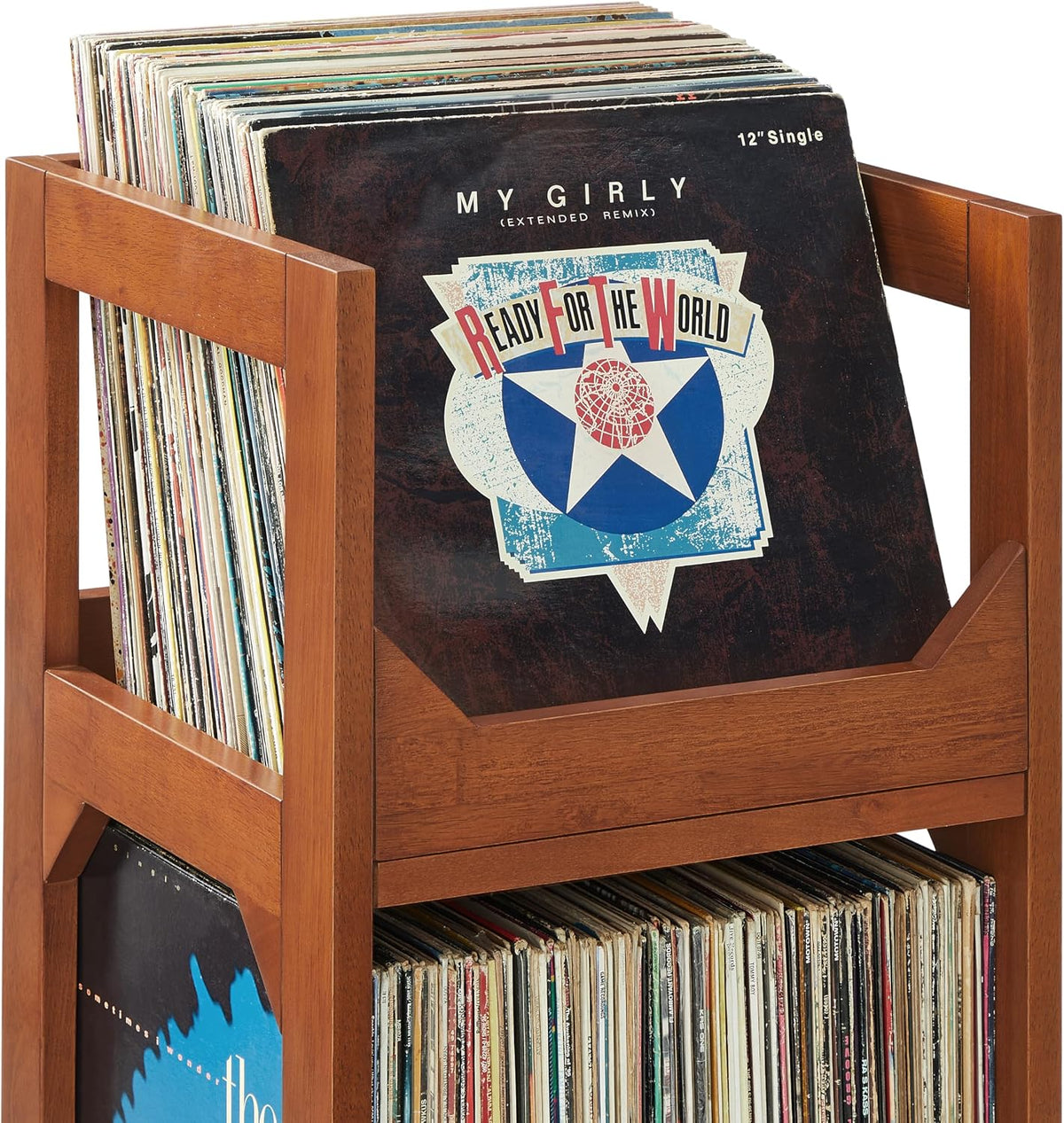 Asheville Small Mid-Century Modern Record Stand, Vinyl Storage, Holds up to 130 Records, Walnut