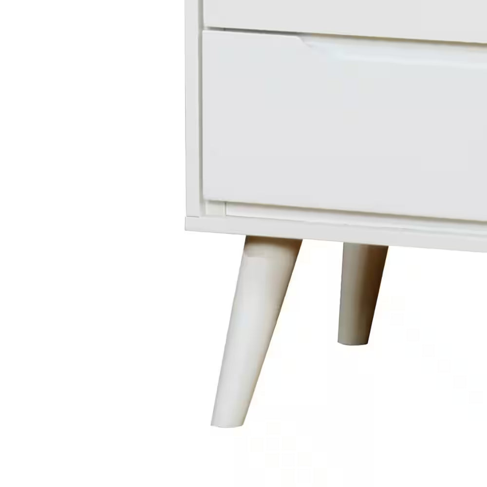Mackie 2-Drawer Mid Century Modern White Nightstand