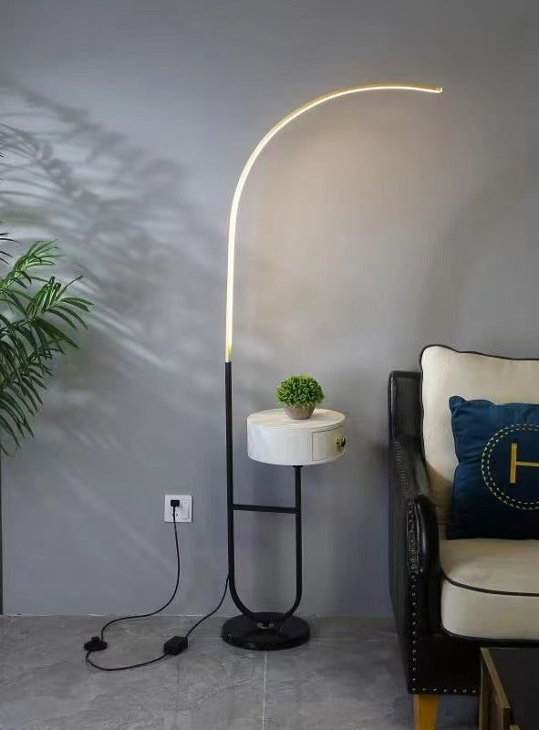 Ellington Collection | Sculptural Glass-Topped Walnut & Brass LED Bedside Lamp - featuring close-up joinery and artisanal finish quality in a Mid-Century Modern bedroom setting.