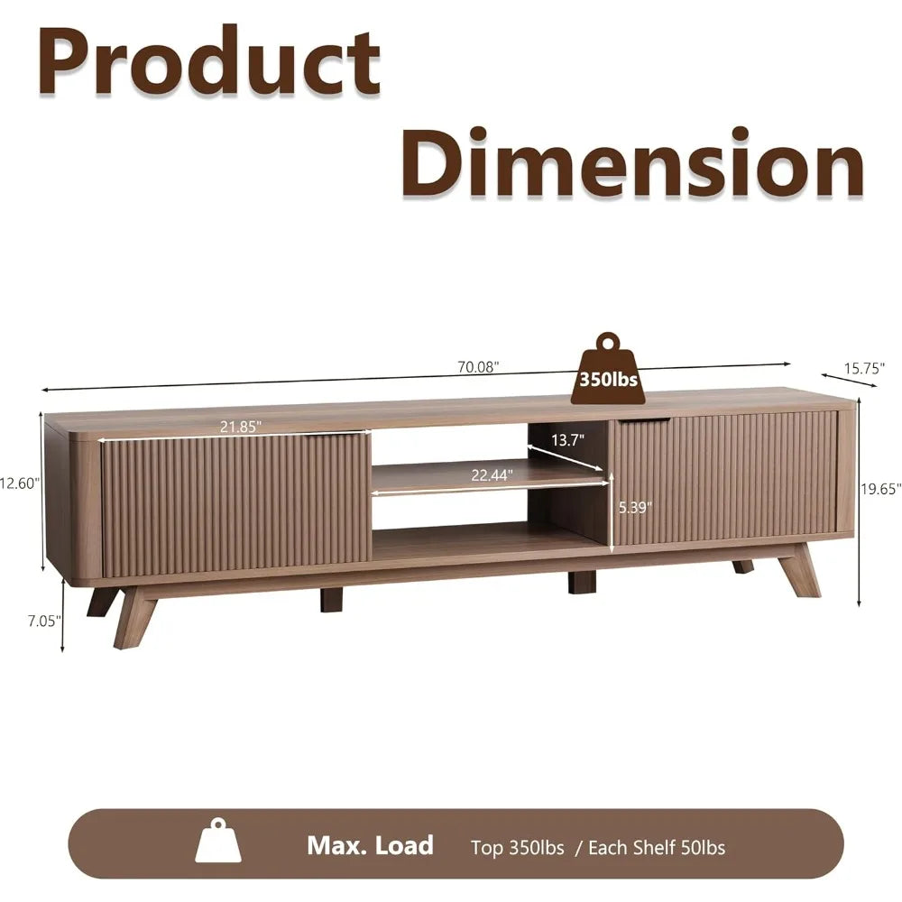 Fontaine Collection | Grand Fluted Walnut Console - revealing tonal warmth and surface patina under ambient light in a Mid-Century Modern entryway setting.