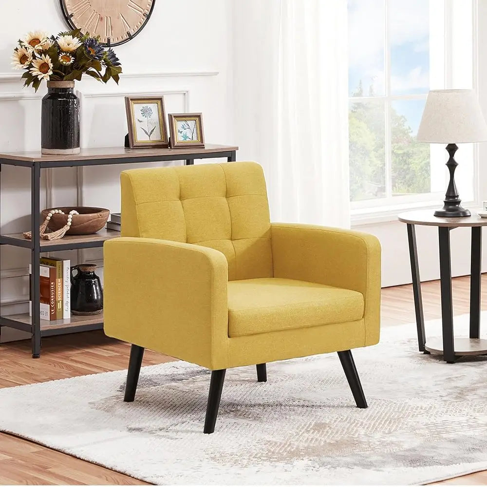 Belmont Collection | Sculptural Brass-Accented Walnut & Brass Accent Chair - styled from an alternate angle revealing dimensional depth in a Mid-Century Modern living room setting.