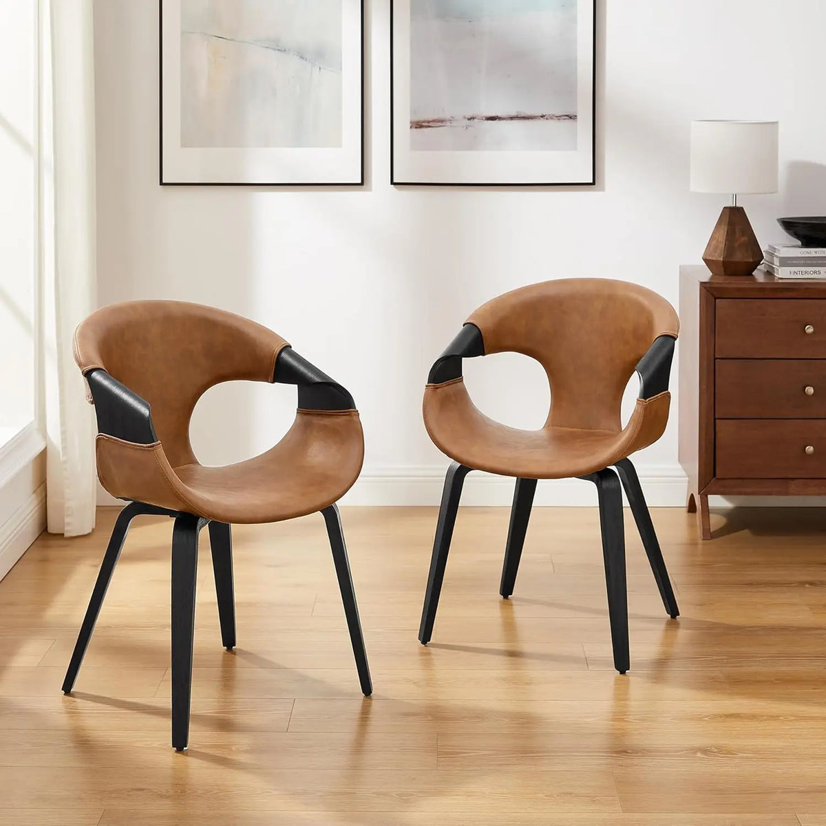 Belmont Collection | Atomic-Era Walnut & Brass - framed in an editorial still-life composition in a Mid-Century Modern living room setting.