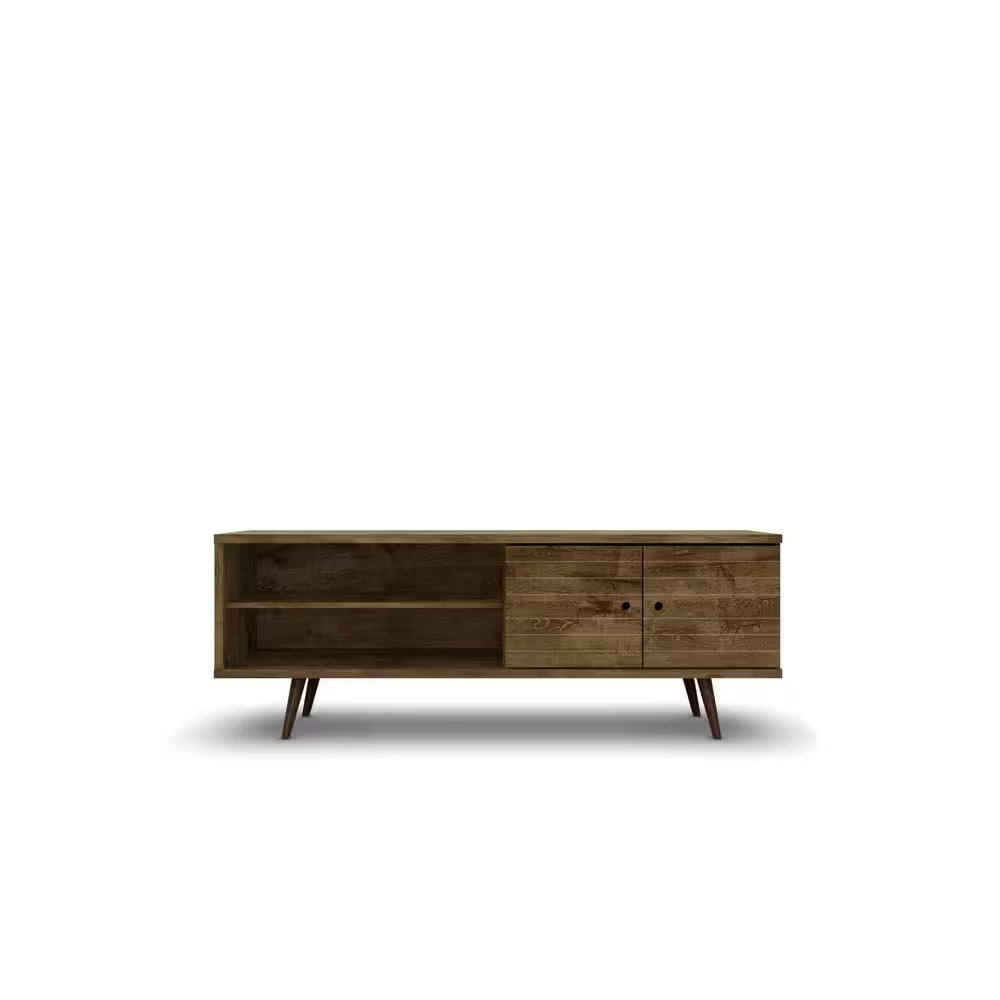 Liberty 62.99 In. Rustic Brown TV Stand Fits Tvs up to 60 In. with Storage Doors, Shelves and Cable Management
