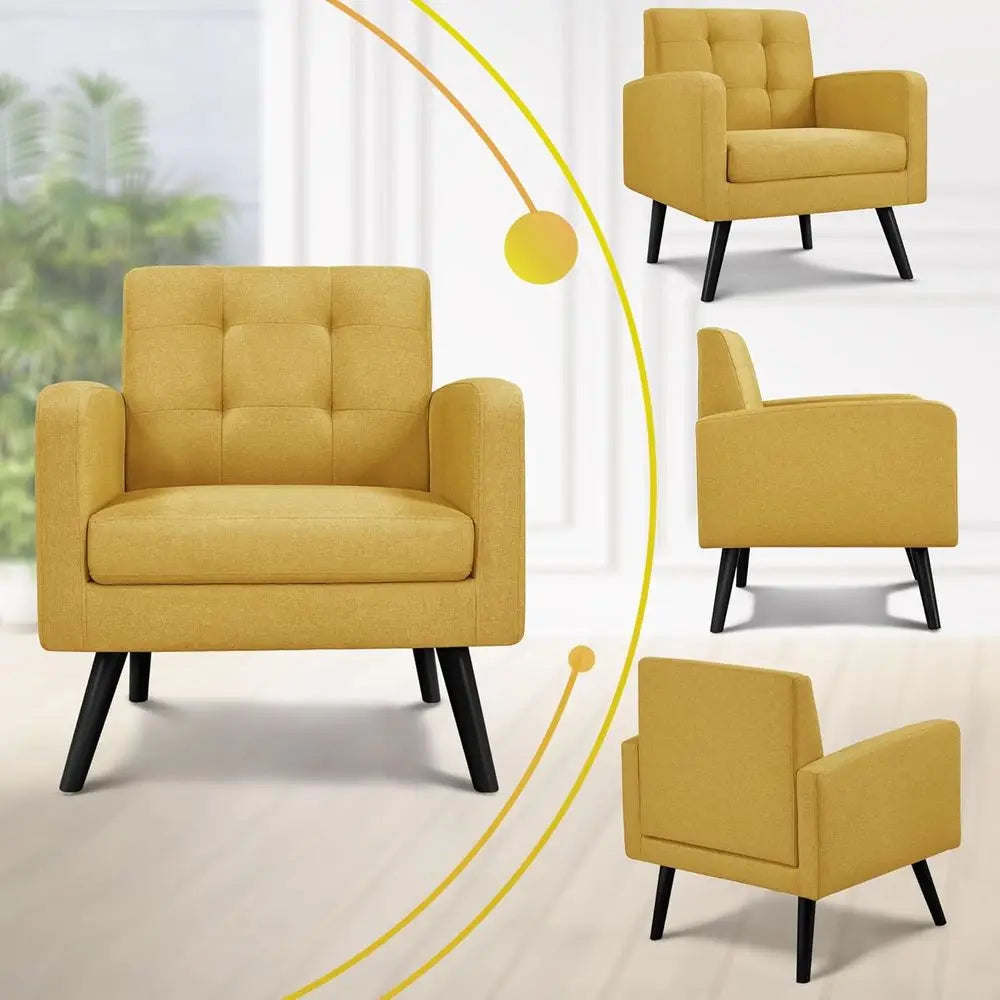 Belmont Collection | Sculptural Brass-Accented Walnut & Brass Accent Chair - highlighting material texture and craftsmanship detail in a Mid-Century Modern living room setting.