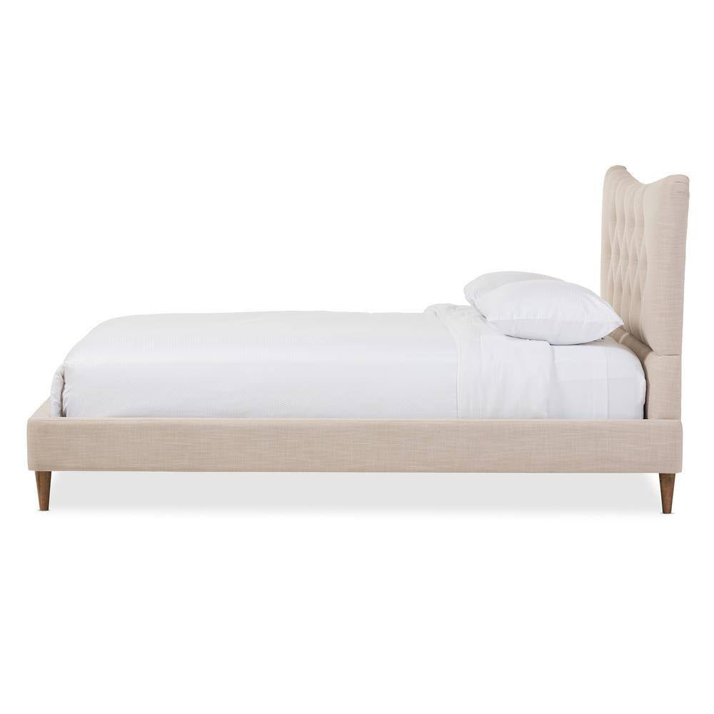 Hannah Beige Queen Upholstered Bed