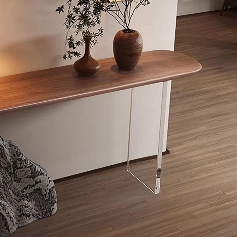 Dresden Collection | Desert-Modern Walnut Console - highlighting material texture and craftsmanship detail in a Mid-Century Modern entryway setting.