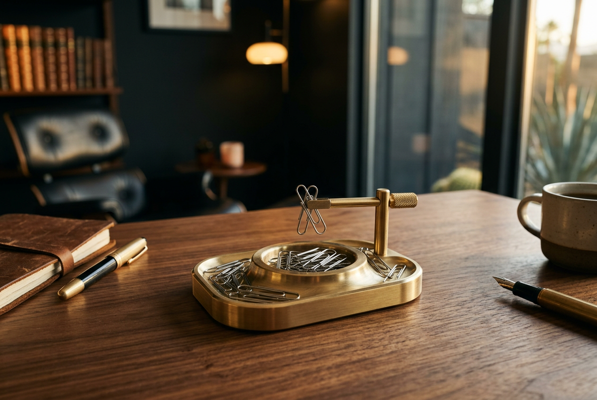 Brass Paper Clip Holder | Magnetic Pull