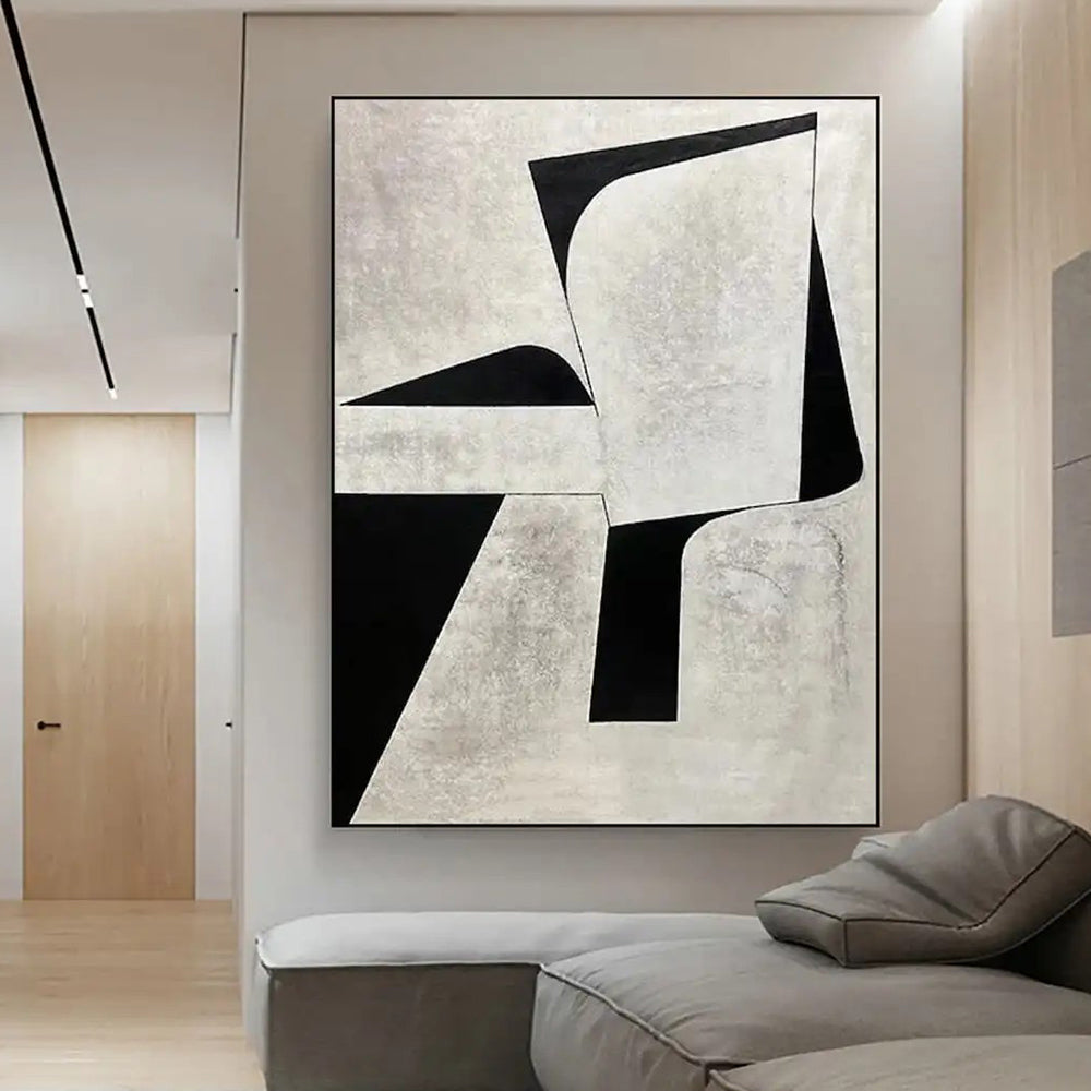 Mid-Century Modern Handmade Oil Painting - Original Minimalist Canvas Art for Sophisticated Spaces