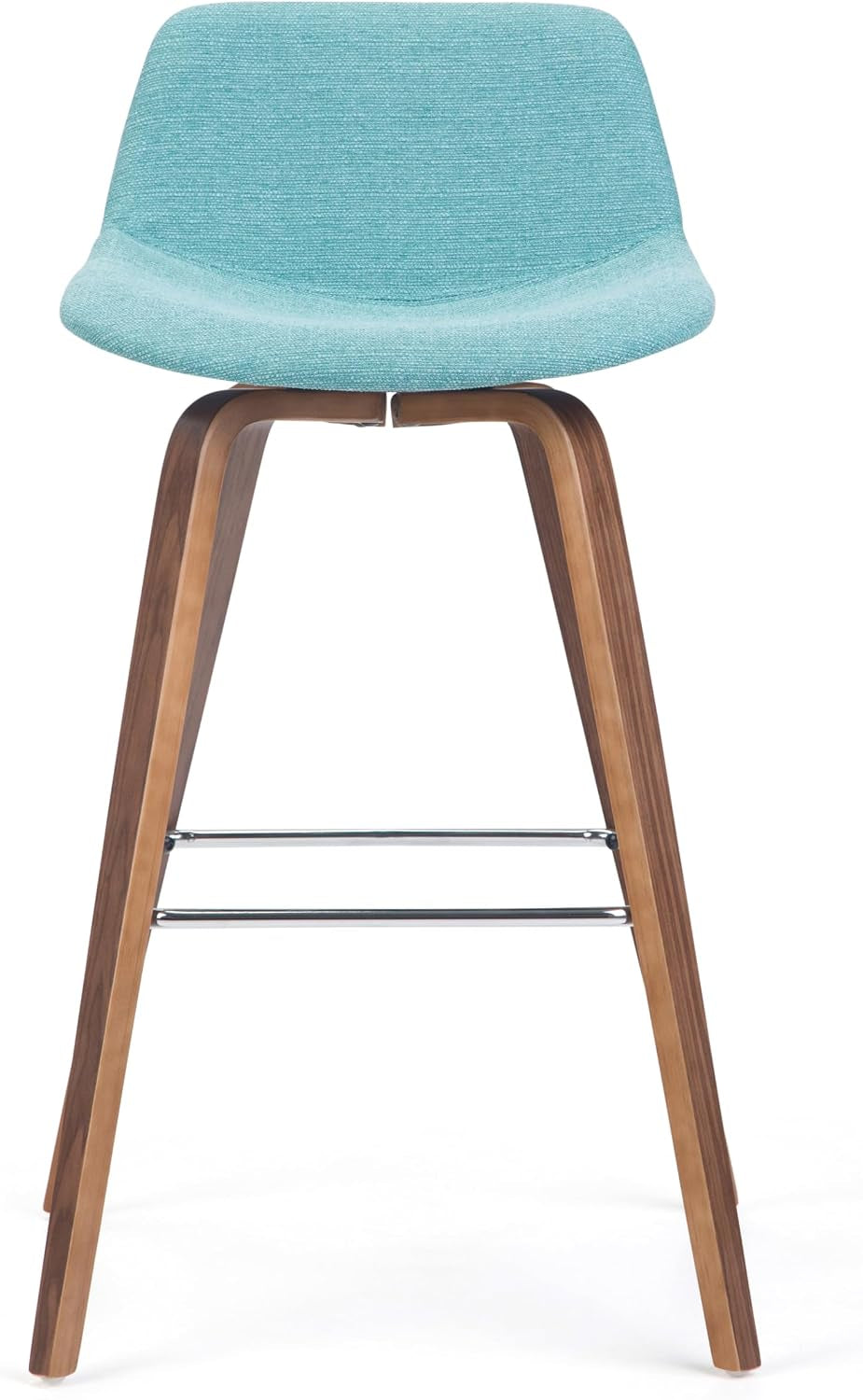 SIMPLIHOME Raya 24" Seat Height Vegan Leather Counter Stool (Set of 2) | Aqua Blue, Mid-Century Counter Stools with Curved Backrest and Footrest; Upholstered Kitchen or Bar Seating.