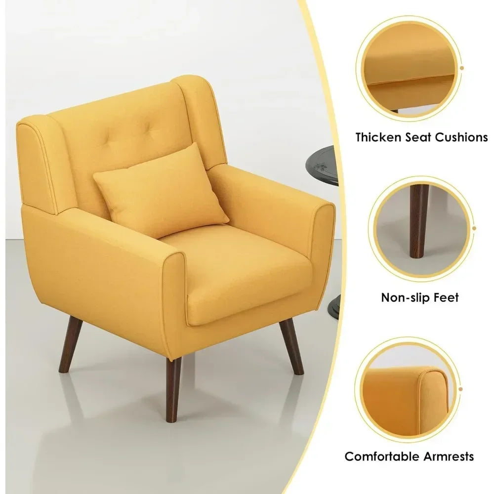 Ellington Collection | Tapered-Leg Atomic-Era Walnut & Wool Lounge Chair - presented at scale within a designed interior in a Mid-Century Modern living room setting.