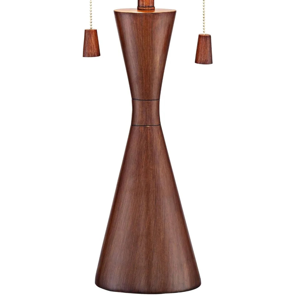 Astoria Collection | Tapered-Leg Brass-Accented Brushed Brass Table Lamp Set - captured in a curated lifestyle vignette in a Mid-Century Modern living room setting.