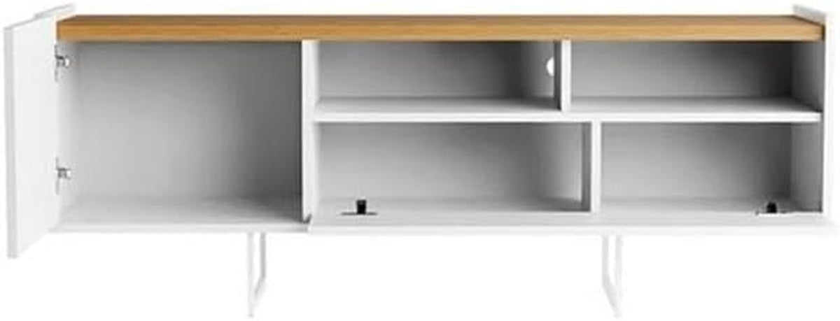 Winston 53.14" TV Stand with 4 Shelves, 53.14 Inches, White and Cinnamon