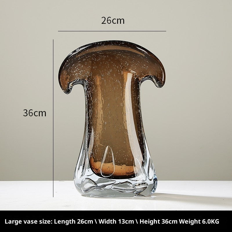 Brown Glass Hydroponic Art Vase - Elegant Modern Decor