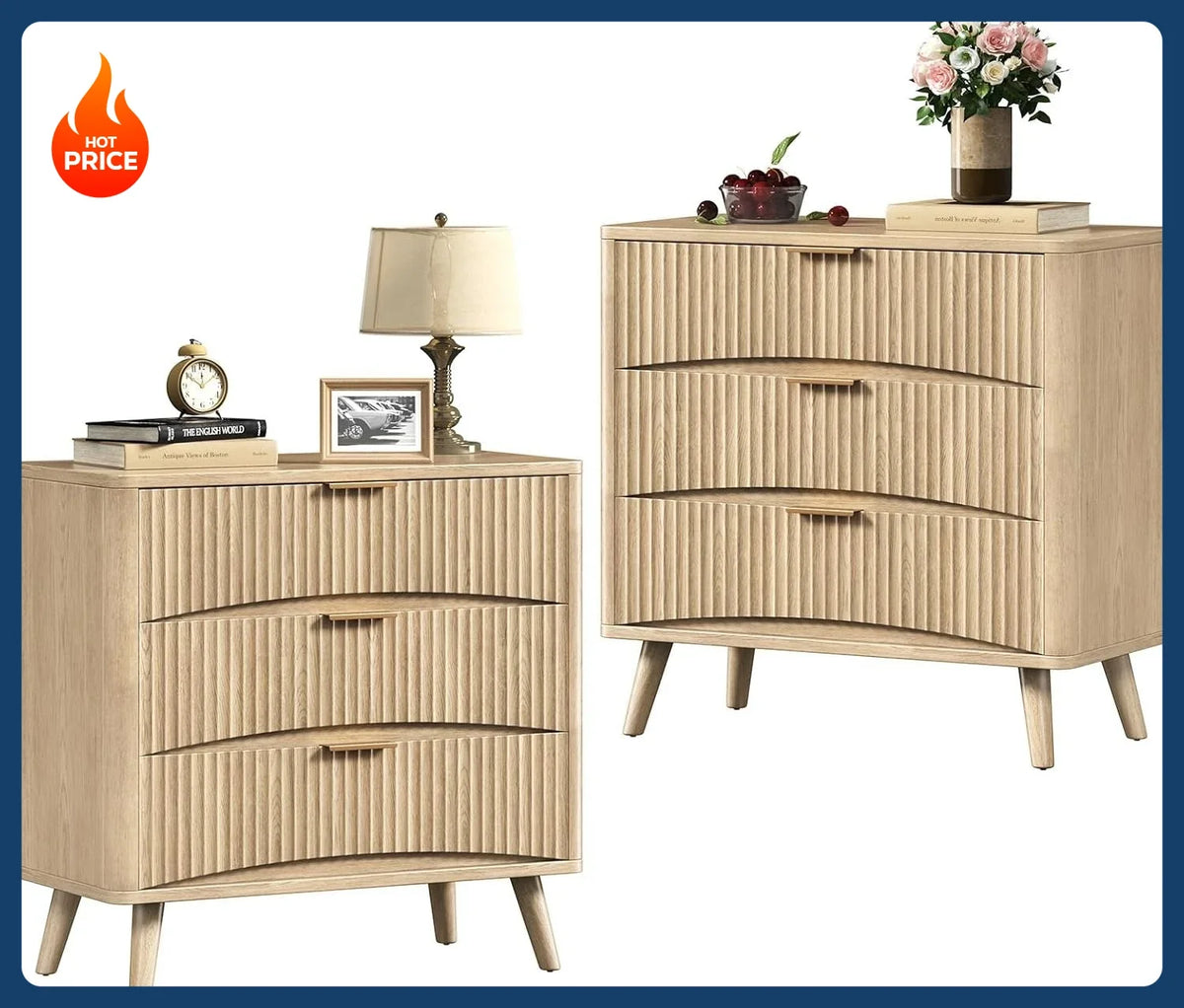 Ellington Collection | Fluted Atomic-Era Fluted Oak - captured in a curated lifestyle vignette in a Mid-Century Modern living room setting.