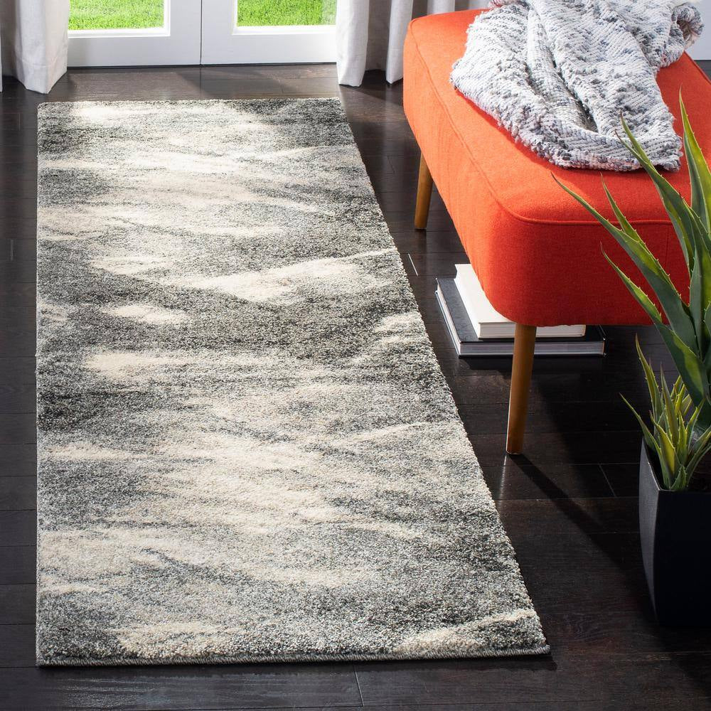 Retro Grey/Ivory 2 Ft. X 9 Ft. Solid Runner Rug