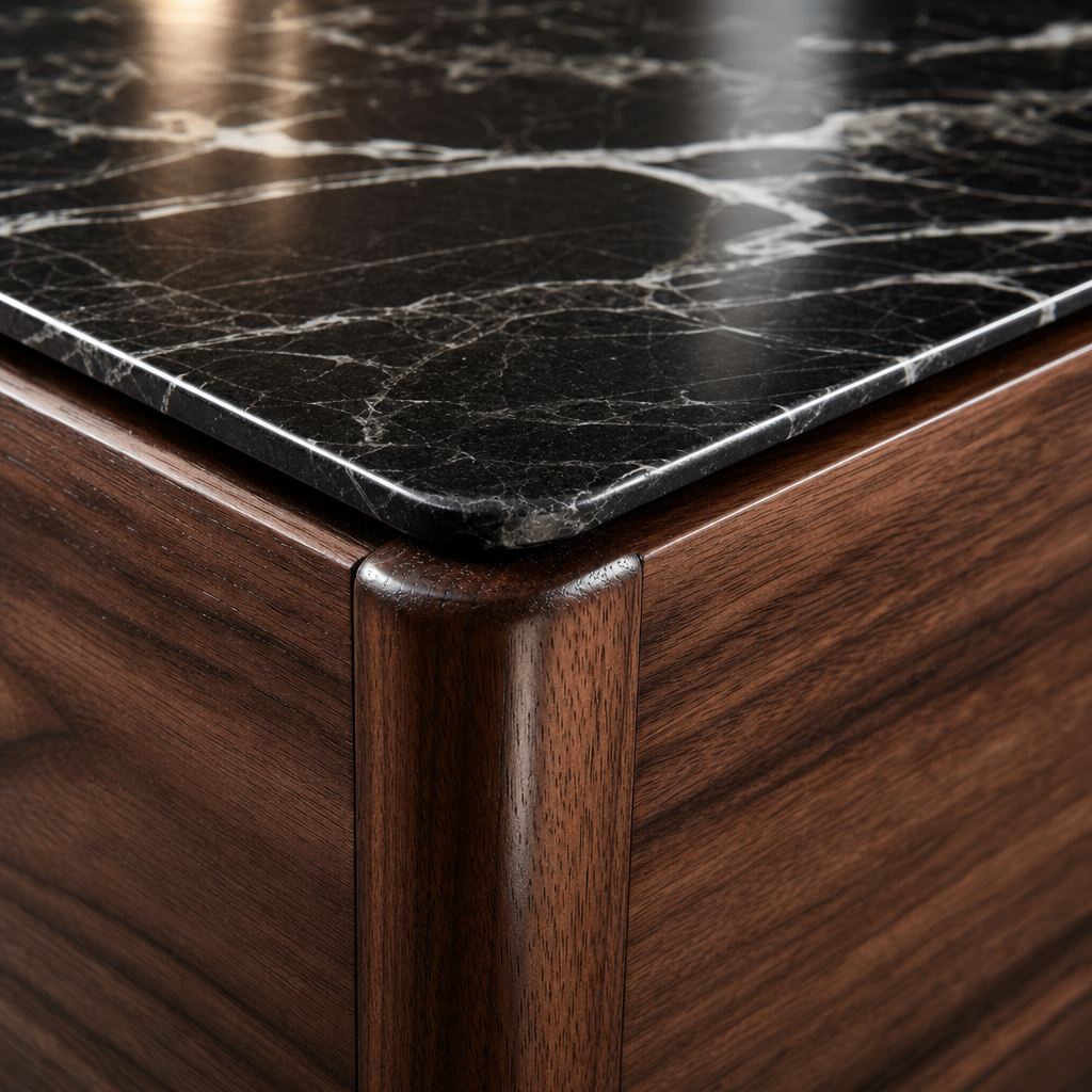 The Astoria Walnut & Black Marble Oval