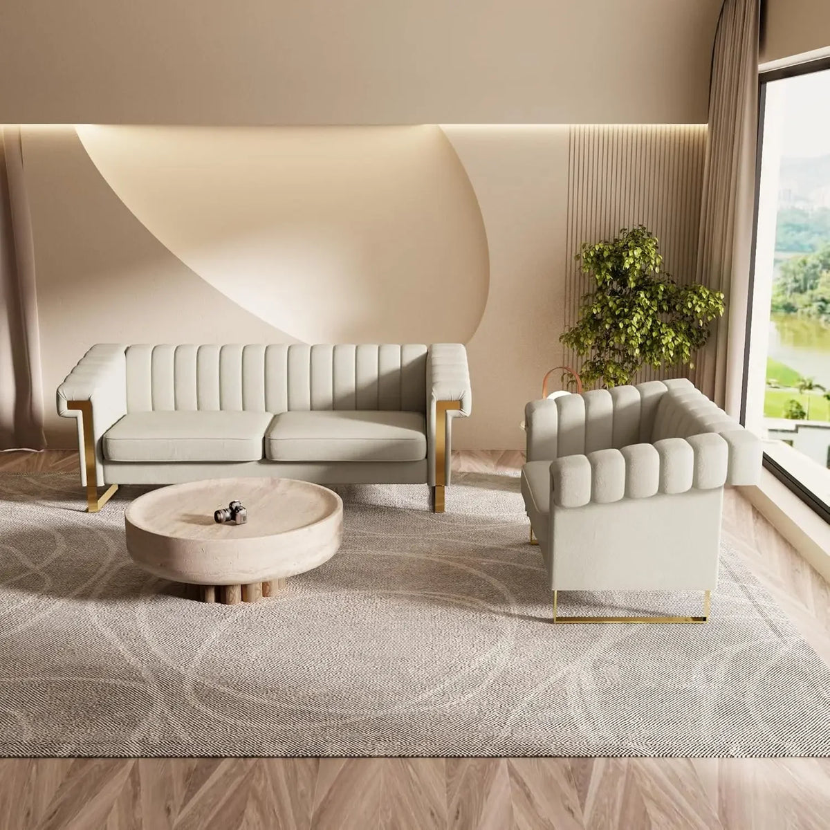 The Belmont Velvet Lounge Chair & Ottoman
