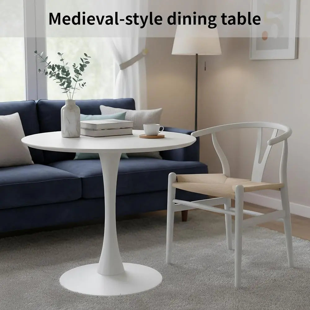Ellington Collection | Sculptural Glass-Topped Tulip Base Dining Set - captured in a curated lifestyle vignette in a Mid-Century Modern dining room setting.