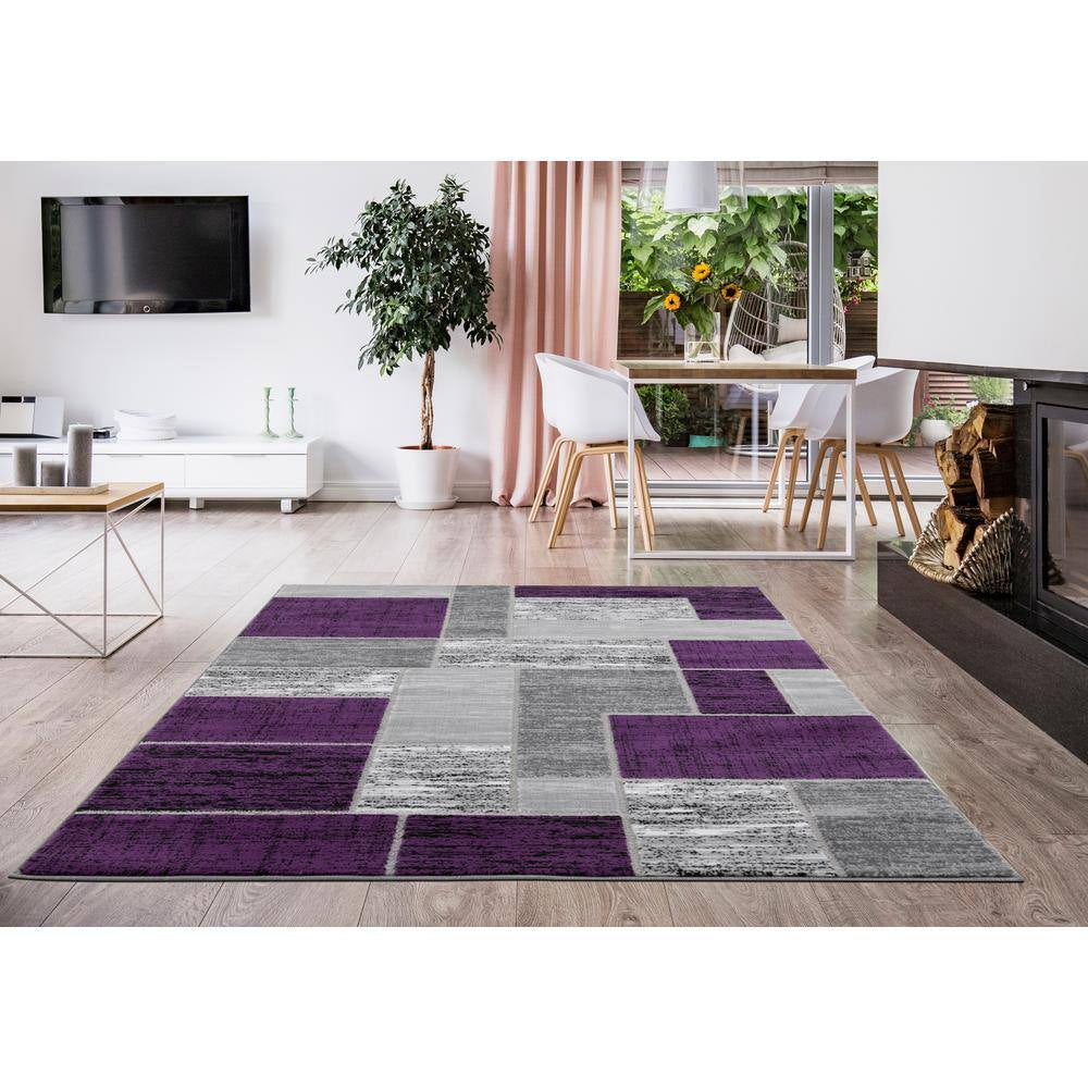 Verena Purple Geometric 2 Ft. X 6 Ft. Runner Rug