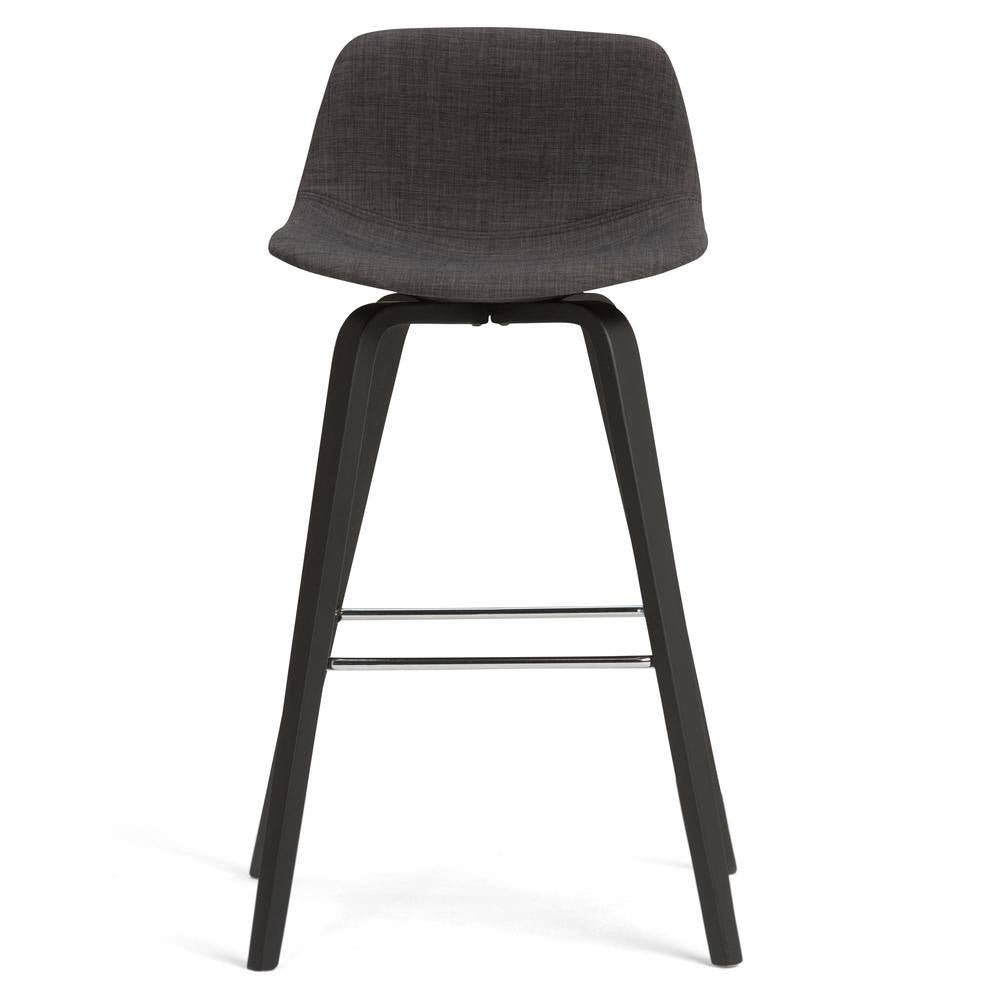 Randolph 36.61 In. H Charcoal Grey, Black Linen Look Fabric Mid Century Modern Bentwood Counter Height Stool (Set of 2)