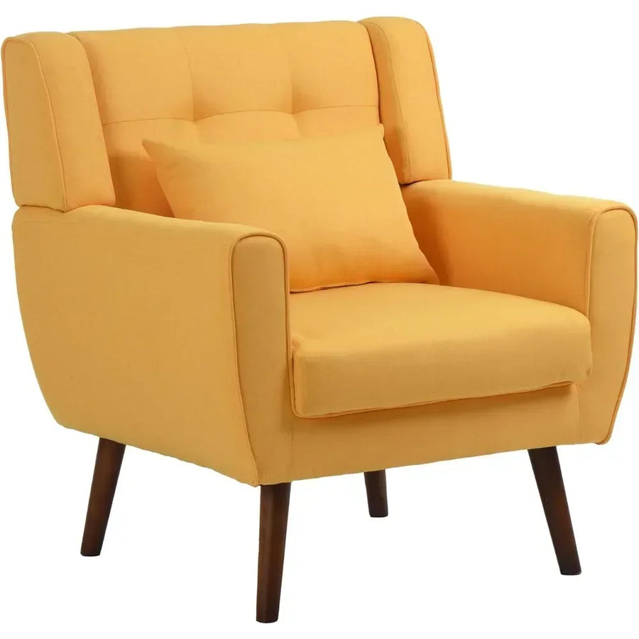 Ellington Collection | Tapered-Leg Atomic-Era Walnut & Wool Lounge Chair - showcasing full sculptural form and curated finish in a Mid-Century Modern living room setting.