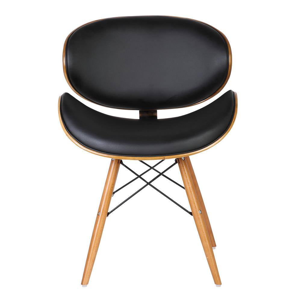 Cassie 31 In. Black Faux Leather and Walnut Wood Finish Mid-Century Dining Chair