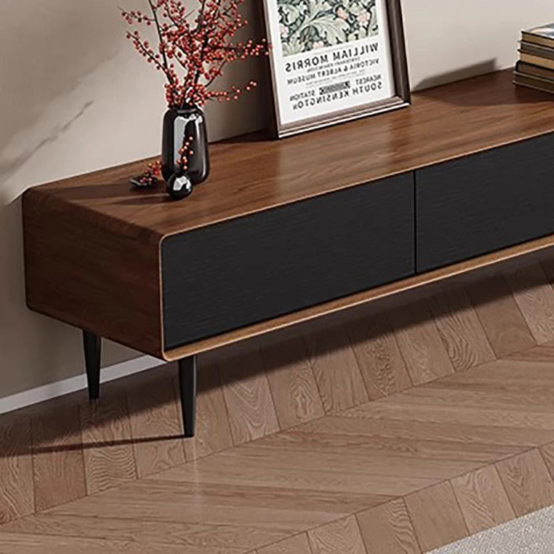 Ellington Collection | Hairpin-Legged Danish-Inspired Walnut Console - exhibiting shadow play and geometric silhouette detail in a Mid-Century Modern entryway setting.