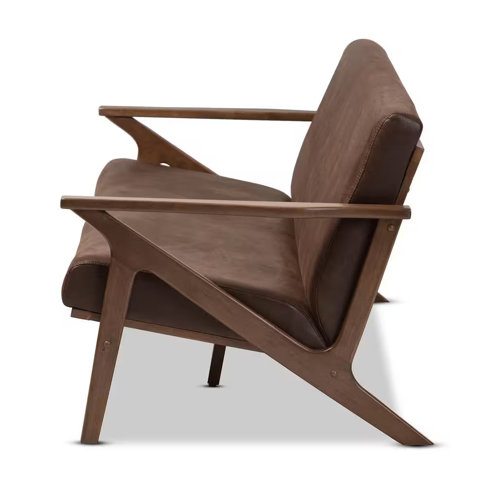 Bianca 72.1 In. Dark Brown Fabric 4-Seater Cabriole Sofa with Wood Frame