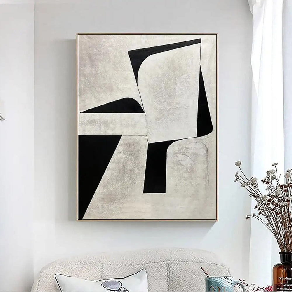 Mid-Century Modern Handmade Oil Painting - Original Minimalist Canvas Art for Sophisticated Spaces