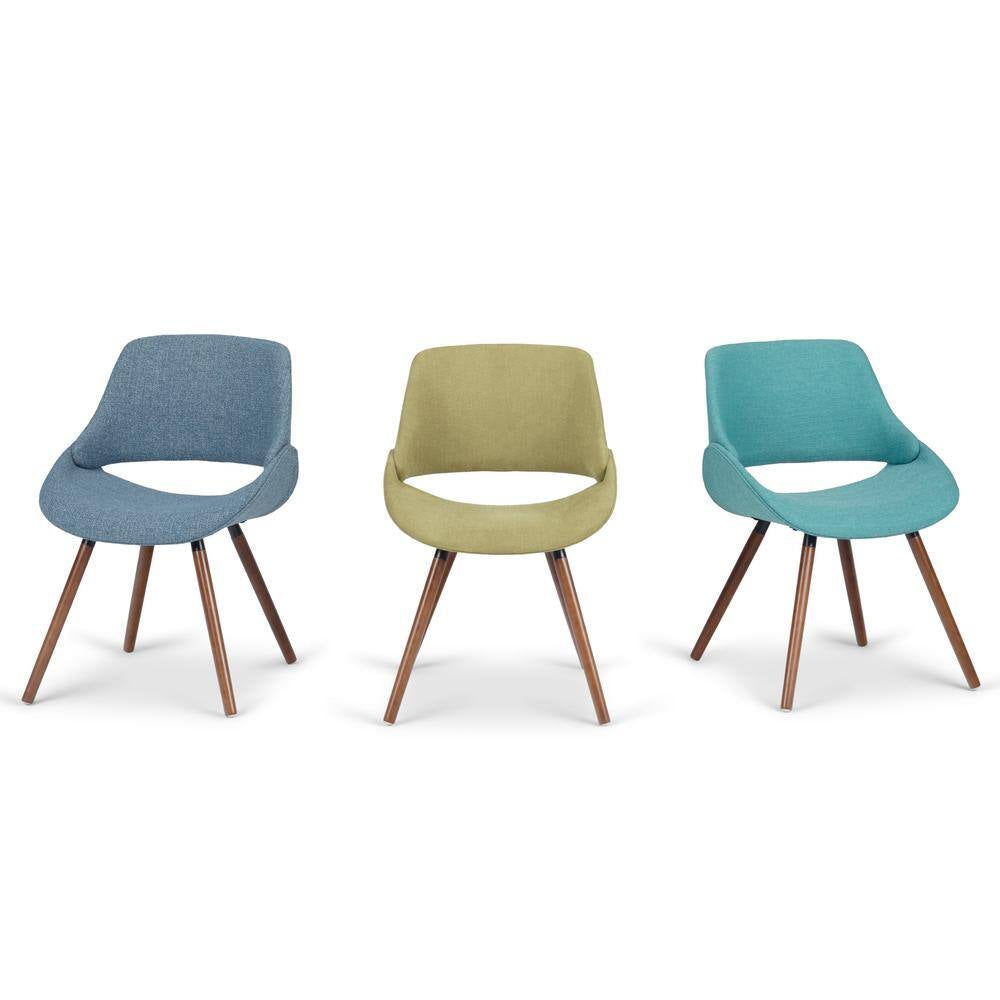 Malden Mid Century Turquoise Blue Woven Fabric Modern Bentwood Dining Chair
